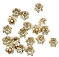 20 4x7mm Antique Gold Star with Dot Bead Caps